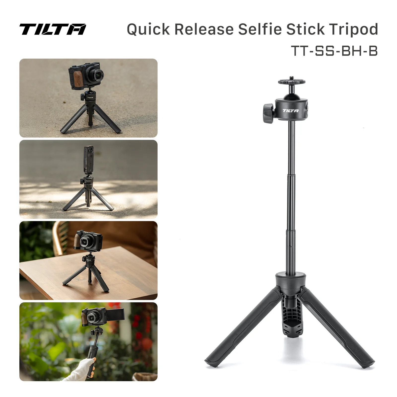 TILTA Schnellverschluss-Selfie-Stick-Stativ, Mini-Automatik-Handystativ, aufklappbarer Bodenständer für Outdoor-Reisen und Vlogs TT-SS-BH-B – Detail 13