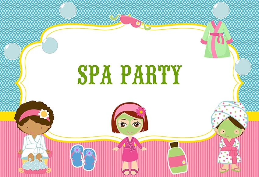 7x5FT Pink White Spa Party Pijama Girl Massage  Pamper Birthday Custom Photo Studio Backdrop Background Vinyl 220cm x 150cm