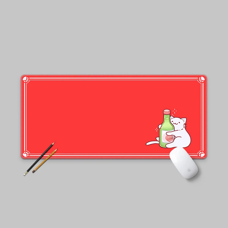 

Cute Cat Mausepad Red Desk Mat Gaming Mat Pad on The Table Office Gamer Accessories Keyboard Mats XXL Mouse Pad Mouse Carpet