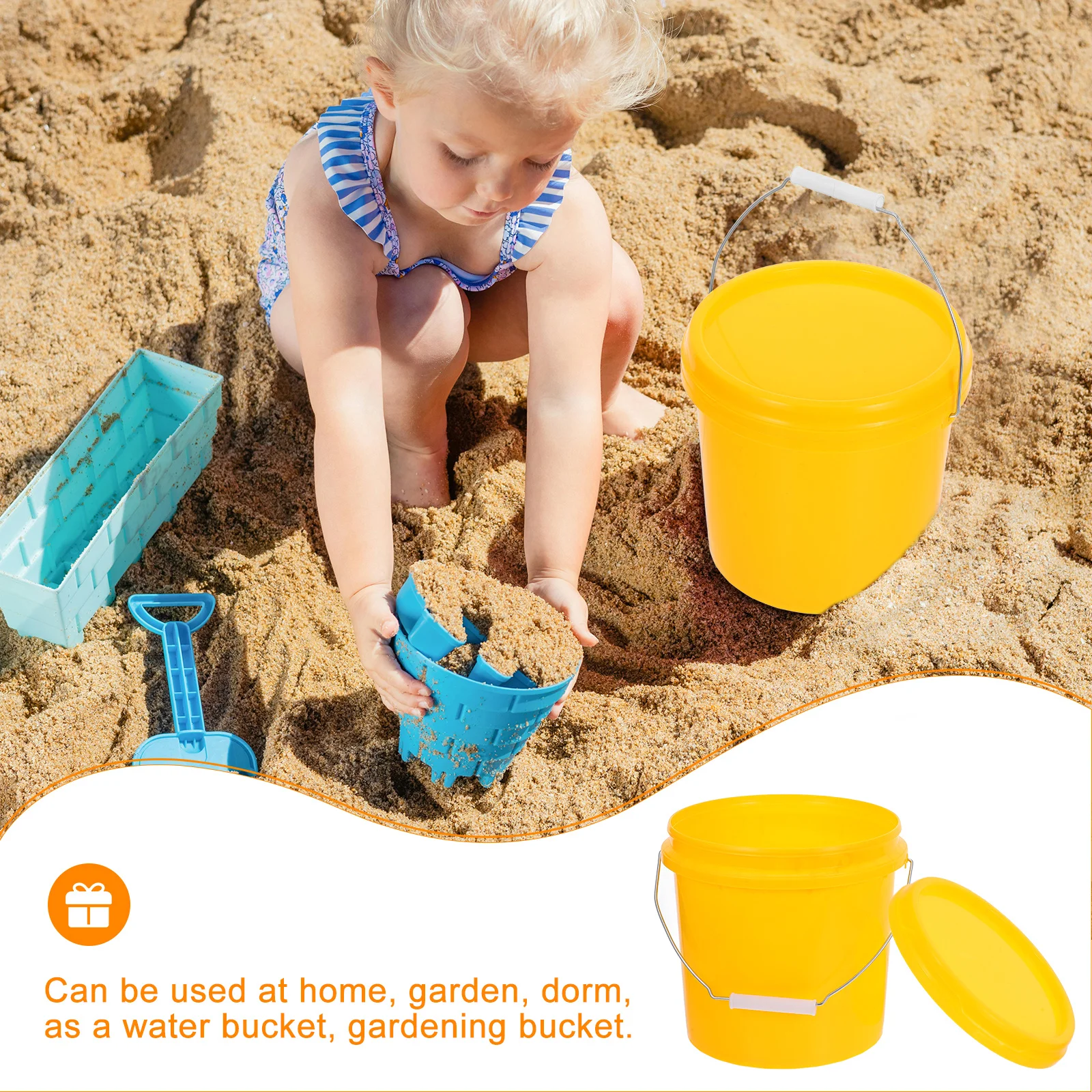 

2pcs Plastic Bucket With Lid Multipurpose Water Storage Bucket For Home Garden Dorm Farm Portable Small Thickened Lightweight