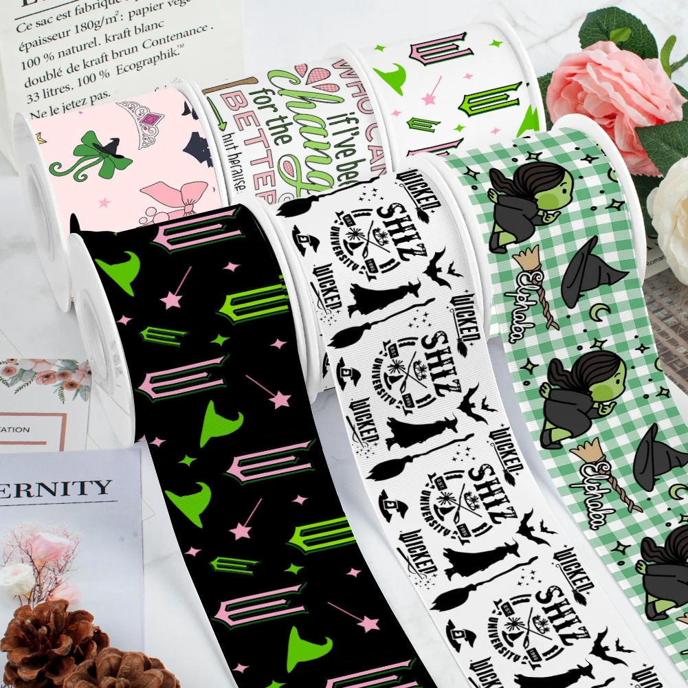 ديزني الكرتون جديد الشريرة غليندا و Elphaba Grosgrain الشريط لتغليف الهدايا DIY بها بنفسك الخياطة الفن 10 ياردة شريط من الساتان