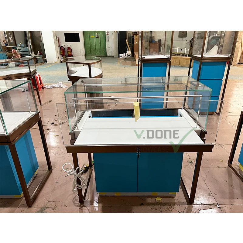 Custom. factory direct sales jewelry manufactures customized shop mall decoration display cabinet glass showcase for jewelry sho