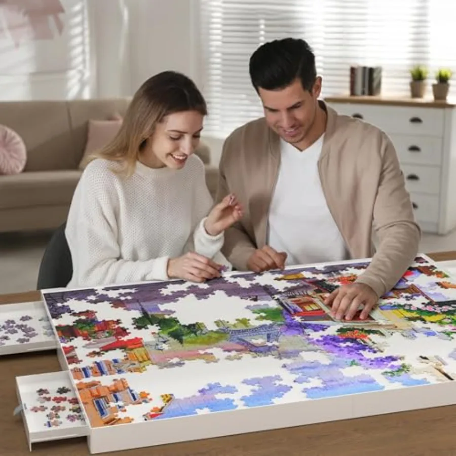 1500 Pieces Puzzle Board with Drawers and Cover, 35"x27"Portable Jigsaw Puzzle Table for Adults Puzzle Tables with Drawers view 4
