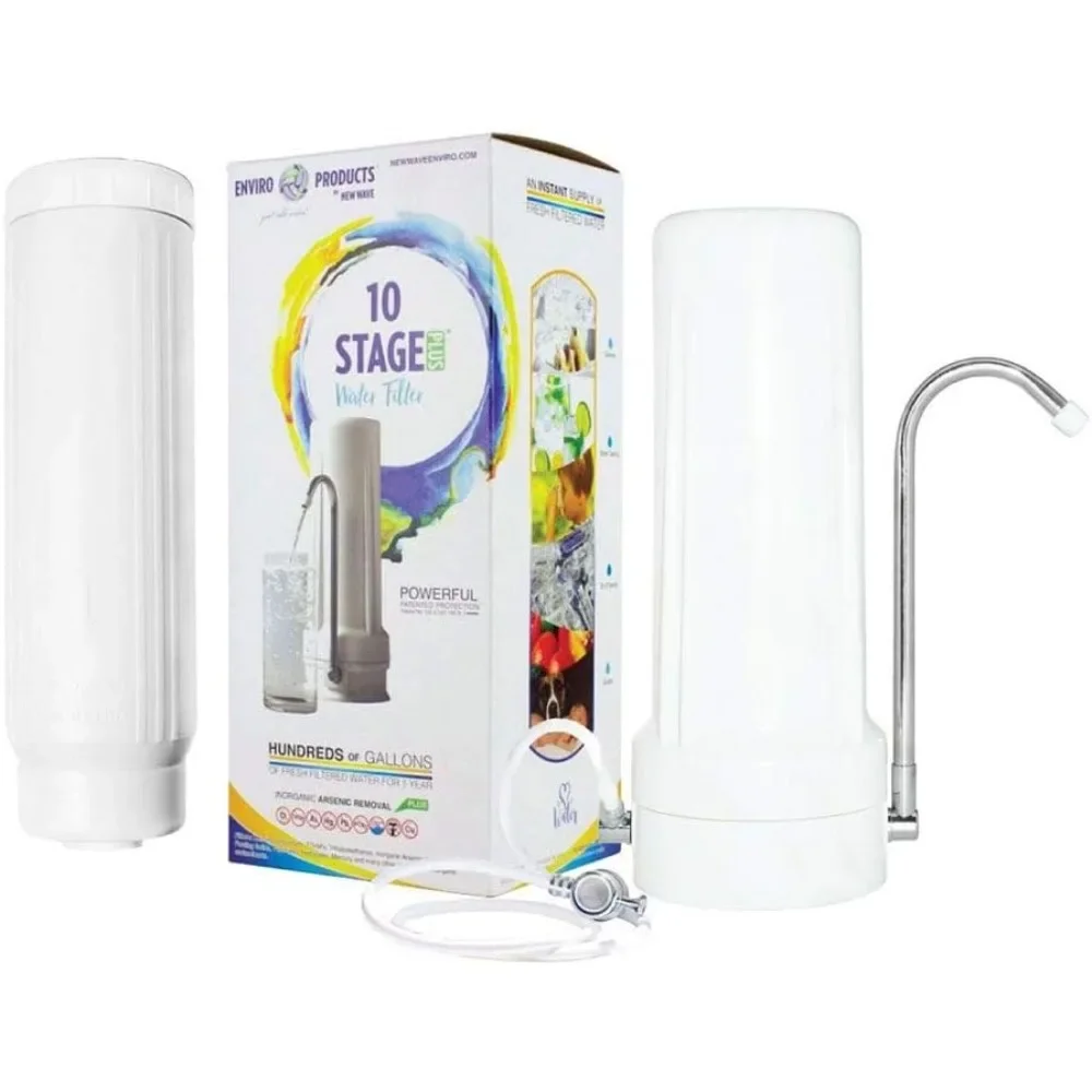 10 Stage Plus Water Filter System, 10 Stage Works to Eliminate Harmful Contaminants Such as Chlorine, Trihalomethanes