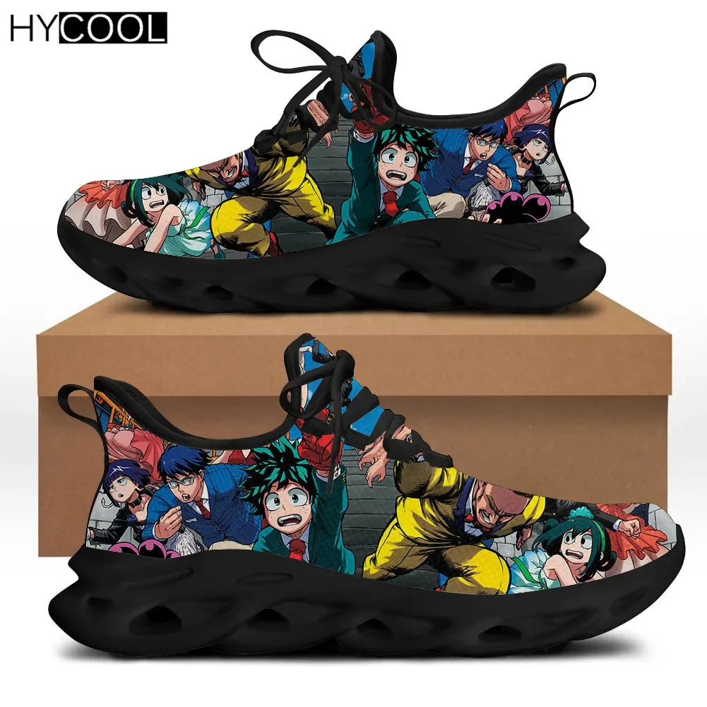 Zapatos planos informales con estampado de My Hero Academia para hombre, zapatillas transpirables con cordones, tenis de Anime japonés para caminar