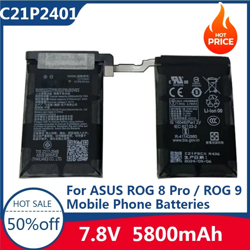 

New High-Quality Battery 5800mAh C21P2401 Battery For ASUS ROG 8 Pro / ROG 9 Mobile Phone Batteries
