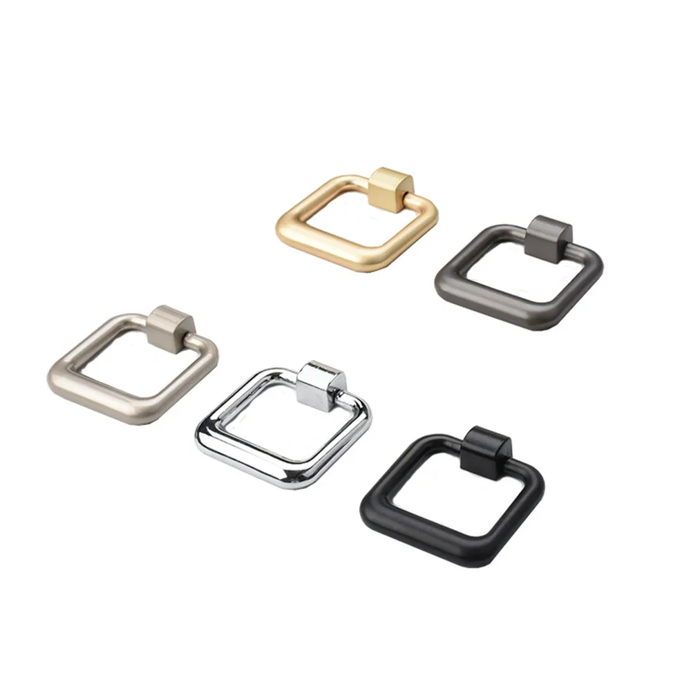 moden simple hidden buckle drop ring drawer cupboard dresser door knob pull silver black peal gold kitchen cabinet door handle