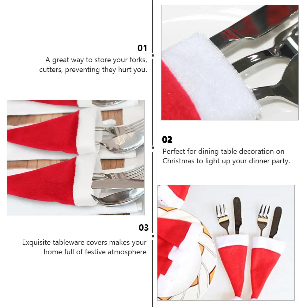 

36Pcs Xmas Mini Santa Hat Cutlery Covers Fork Cutter Holder Tableware Decor Christmas Dinner Supply Mini Santa Hats