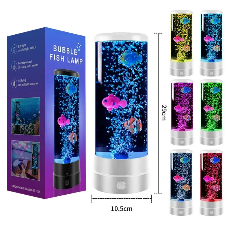 LED Fish Lamp Ambient Night Light Remote Control Color Changing Decorative Lights Aquarium Birthday Gift For Children USB