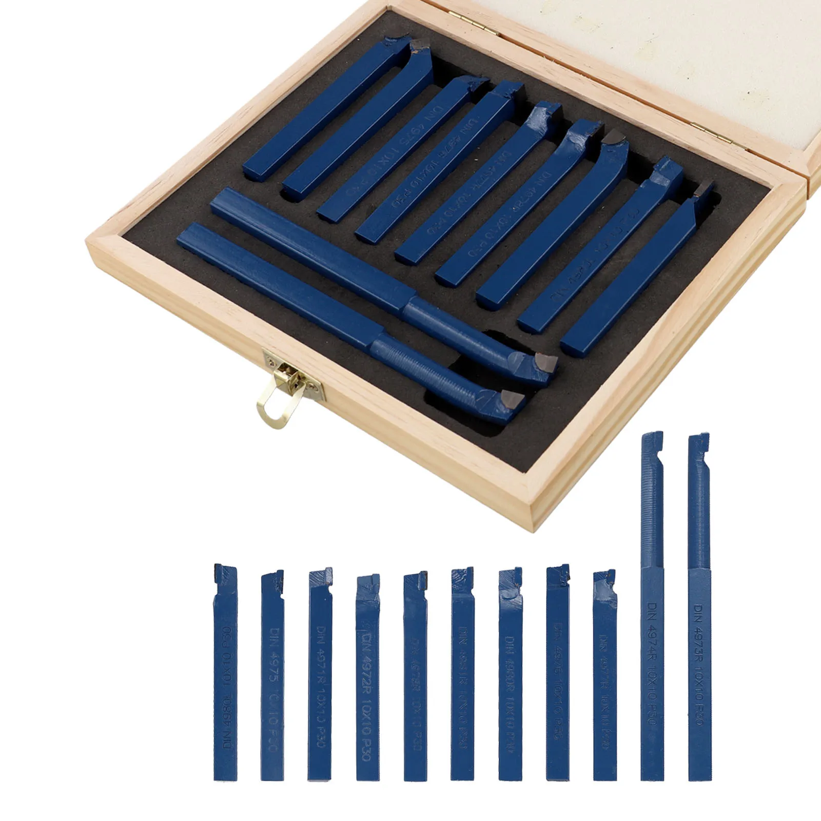 11PCS Carbide Tip Turning Tool Set 10mm 12mm For Blue Steel For Lathe Cutting Inserts For Metal Working For Semi Automatic