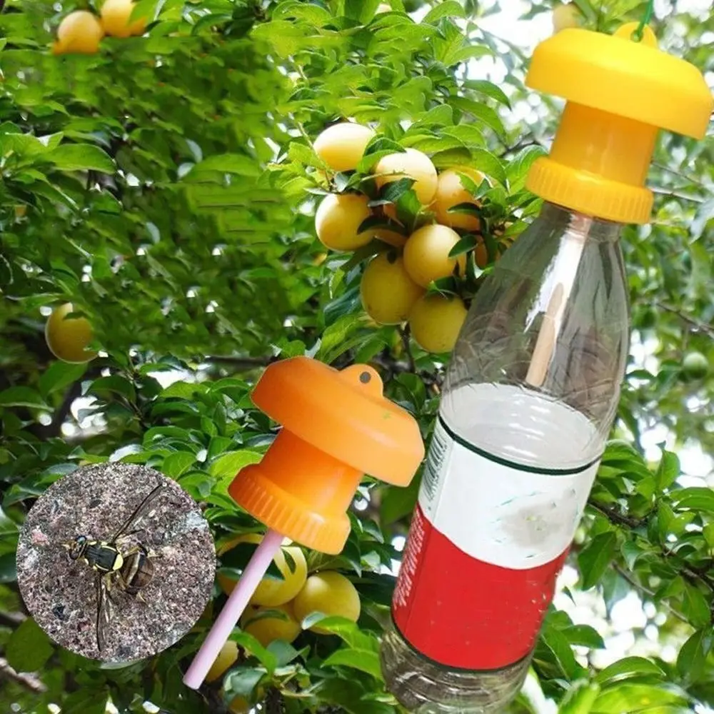 

10 шт., многофункциональная пластиковая ловушка для фруктовых мух, желтая практичная ловушка для насекомых, подвесная приманка, ловушка для мух для дома, фермы, сада