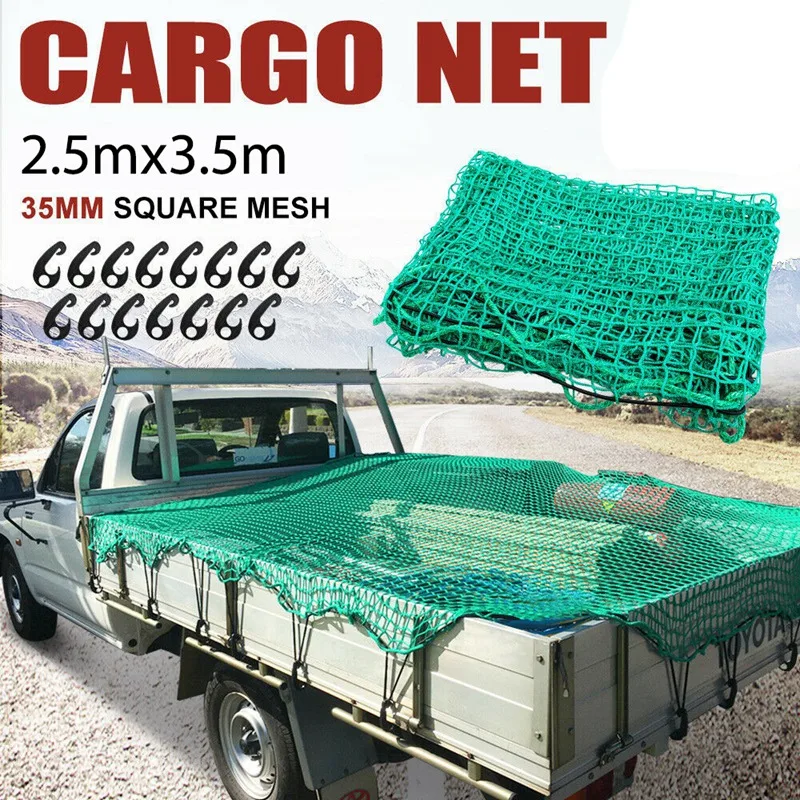 Trailer Net, Stretchable Luggage Net For Trailers Of Sizes 2.5 X 3.5 Metres, Tight Mesh, With Securing Hook