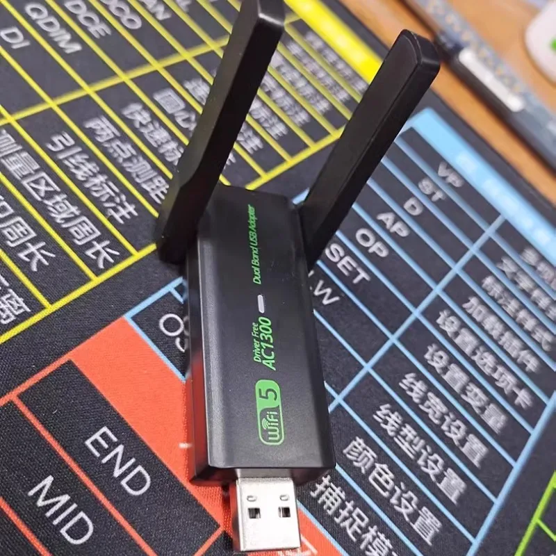 

1300 Мбит/с 5 ГГц 2,4 ГГц двухдиапазонный USB беспроводной Wi-Fi приемник Wi-Fi двойной антенный адаптер для ПК