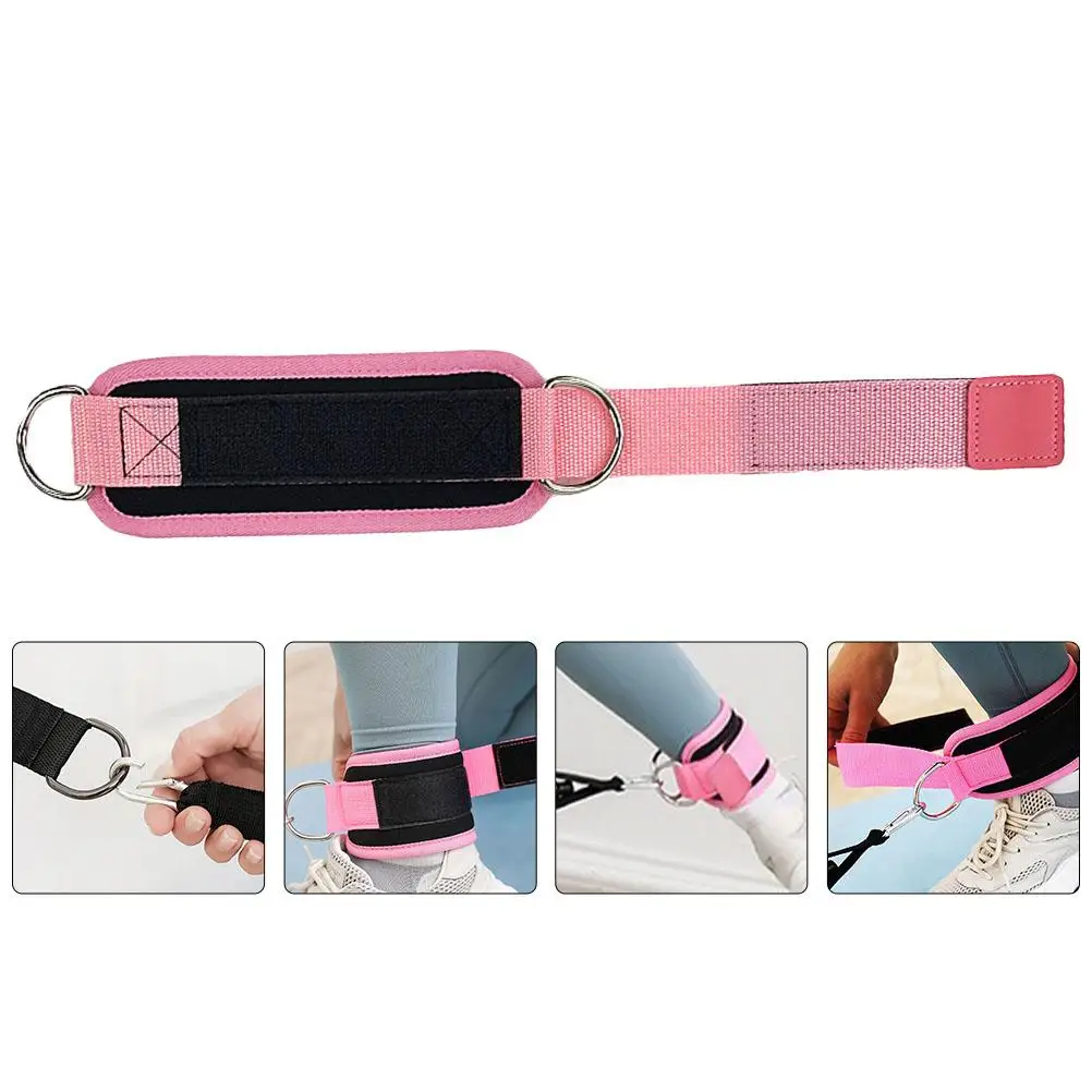 S 발목 스트랩 피트니스 체육관 액세서리 핑크 더블 D 링 버클 홈 운동 다리 스트레칭 엉덩이 납치 피트니스 용품