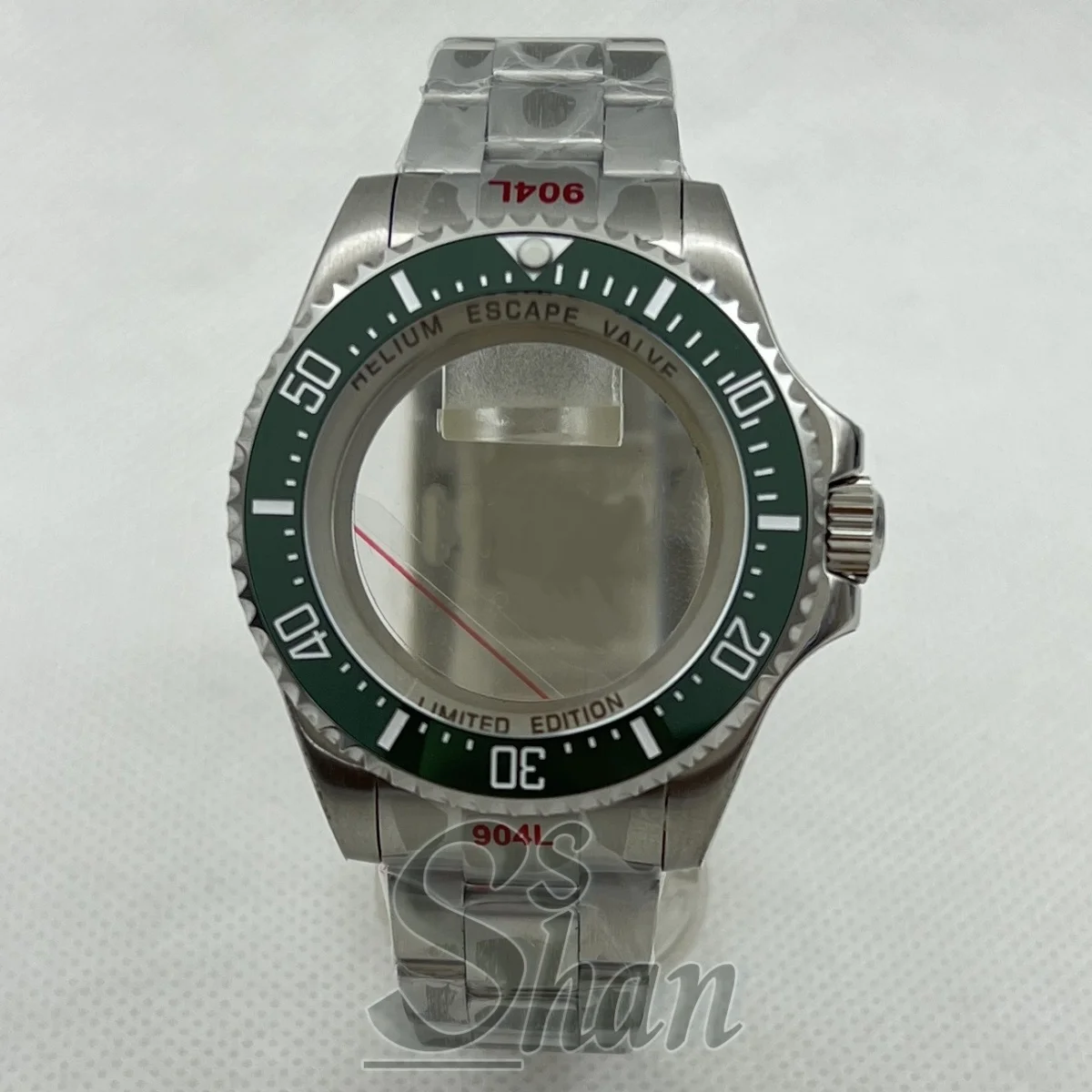 Caixa de mergulho 10ATM 43mm caixa de vidro safira com NH35 NH36 NH38 NH34 GMT ETA 2824 PT5000 pulseira de aço inoxidável moldura de 120 clique