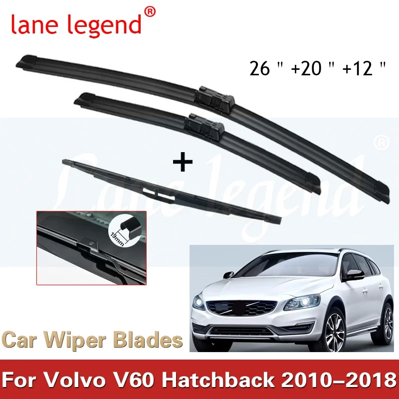 

For Volvo V60 Hatchback 2010-2018 Car Front Rear Wiper Blades Soft Rubber Windscreen Wipers Auto Windshield 26"20"12" 2016 2017