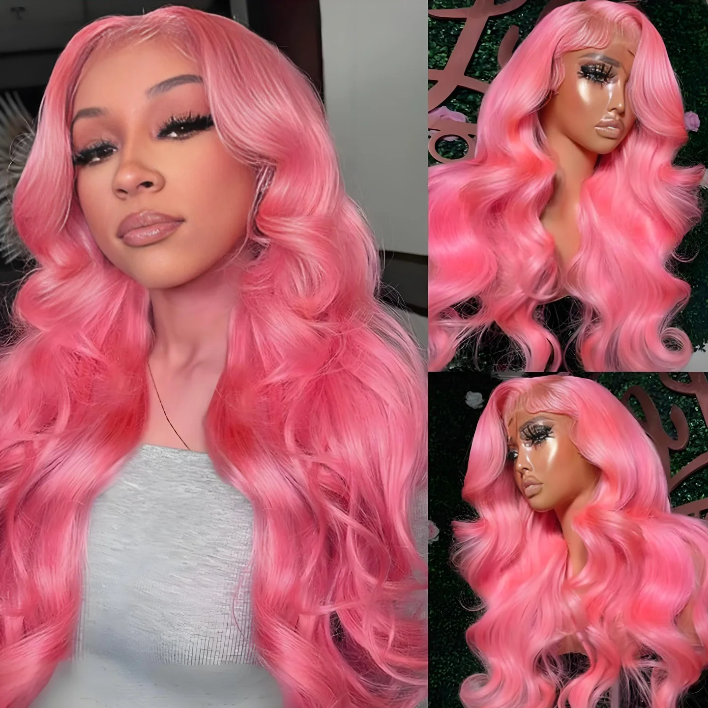 250% Density Pink Human Hair Wig Body Wave Lace Front Wigs 13x6 Hd Lace Frontal Wig Brazilian 30 Inch Colored For Black Women