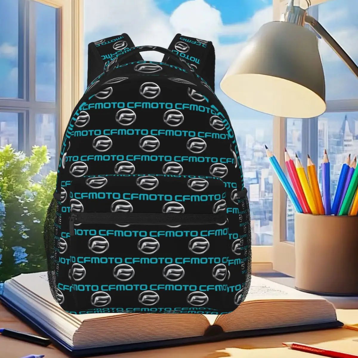 

CFMoto Logo Motorcycle Backpack Student Boys Girls BookBag Kids School Bag Laptop Shoulder Bags for Men Women