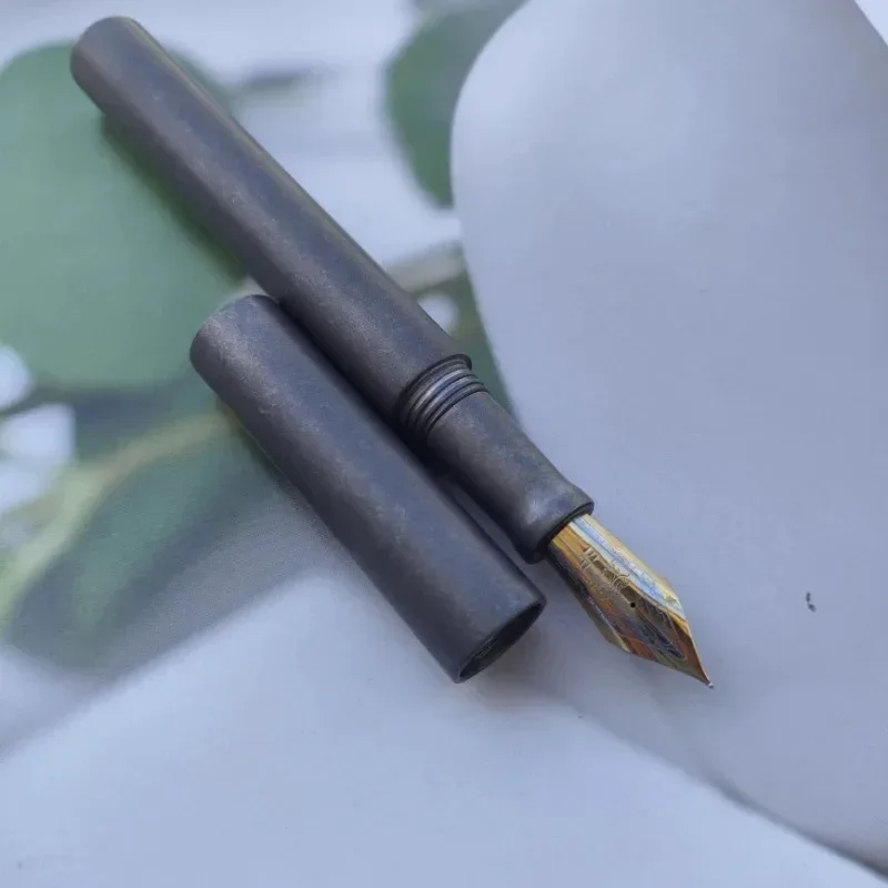 New BALAOYE Titanium Alloy Frosted Fountain Pen No.8 Big Size Jinhao F 0.5mm Nib Ink Pen Students Practicing Writing Office Prac