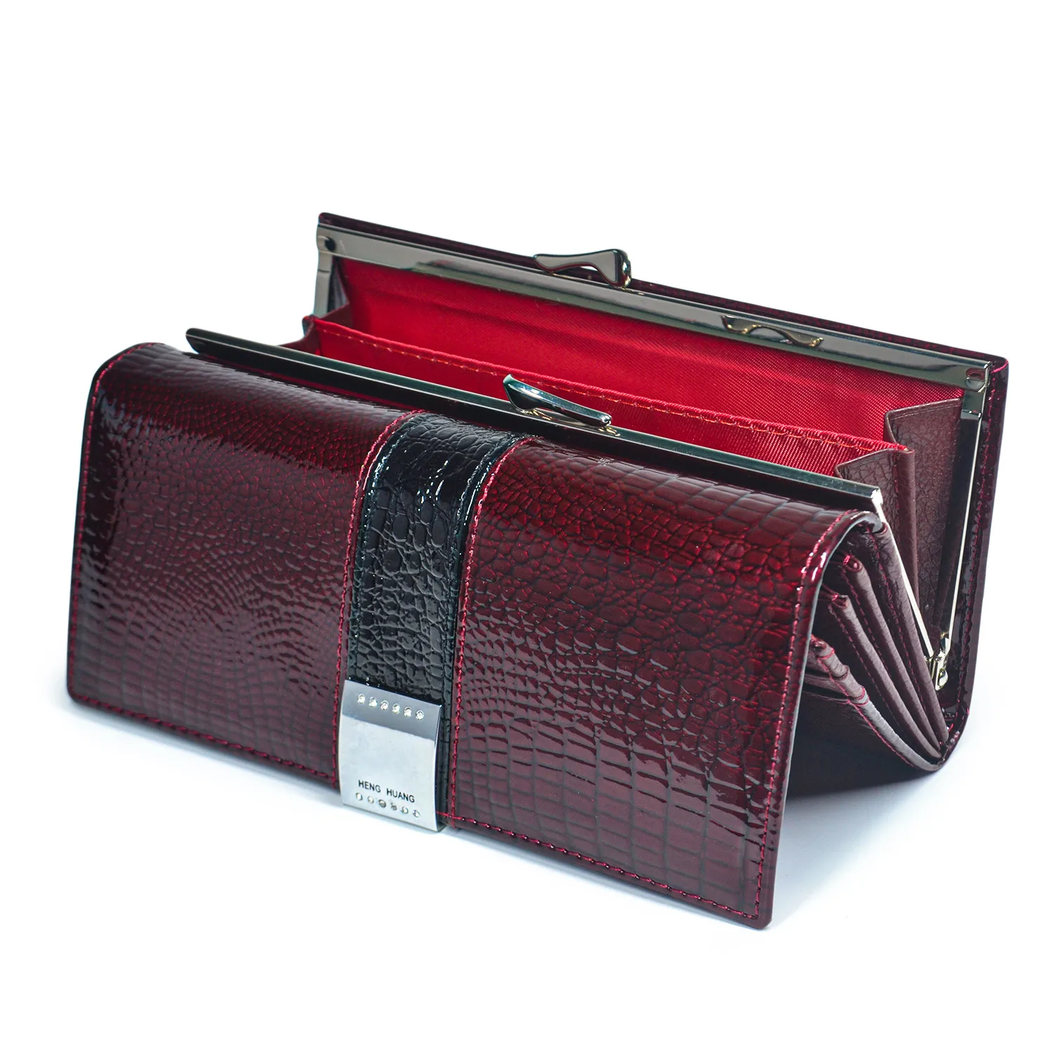 

HH Womens Wallets Genuine Leather Alligator Patent Purses Female Design Clutch Long Multifunctional Coin Card Holder Purses