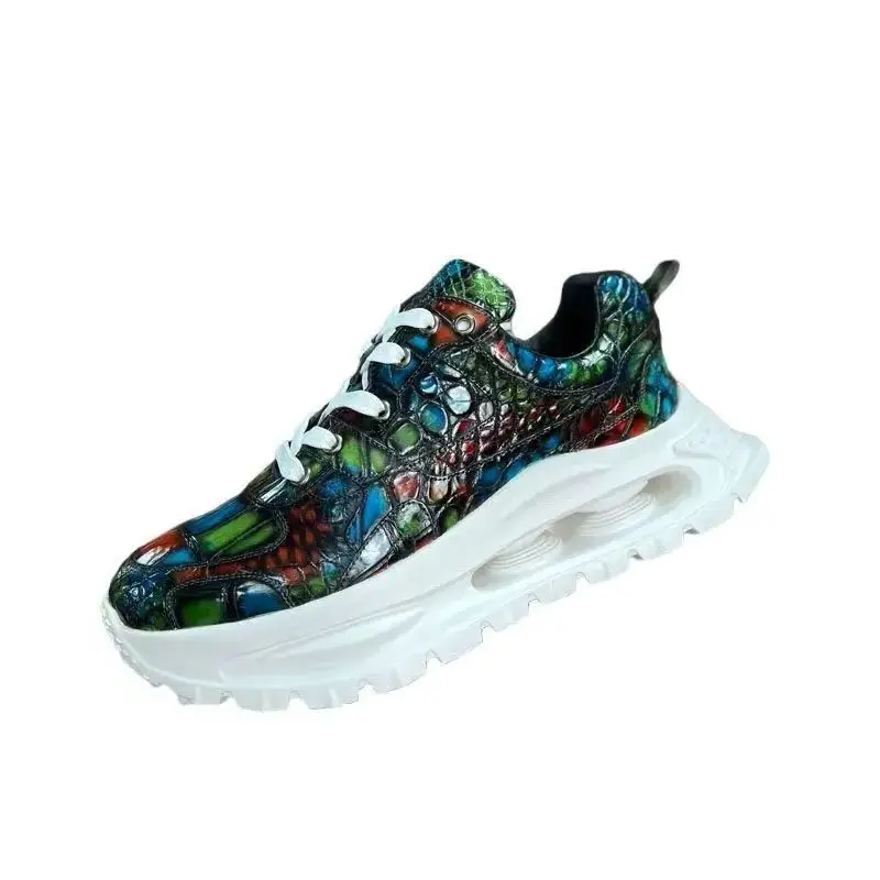 2025 new arrival Fashion Crocodile Skin causal shoes men,male Genuine leather Sneakers pdd718
