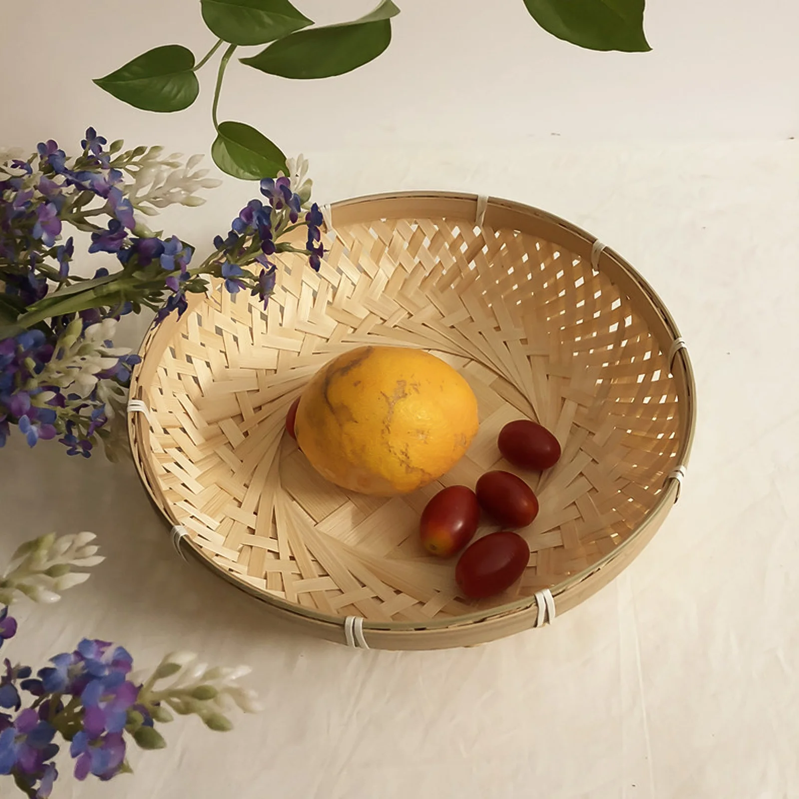 Cestino per il pane intrecciato in bambù, medio pratico, rustico, per conservare snack alla frutta, elegante decorazione per la casa, cesto per alimenti intrecciato