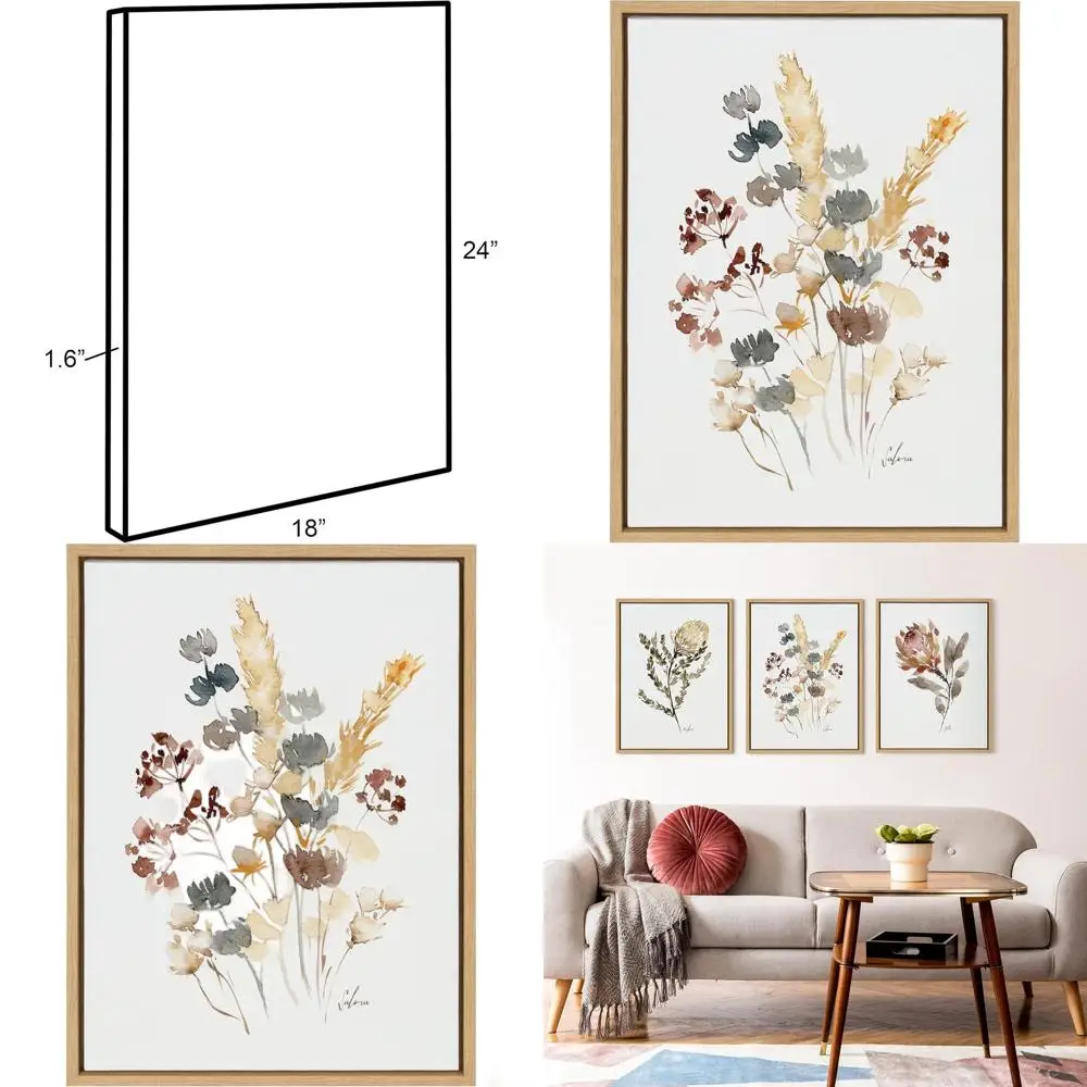 

Sara Berrenson's 18x24 Salvia Wildflower Canvas Art, Natural Frame for Wall Décor