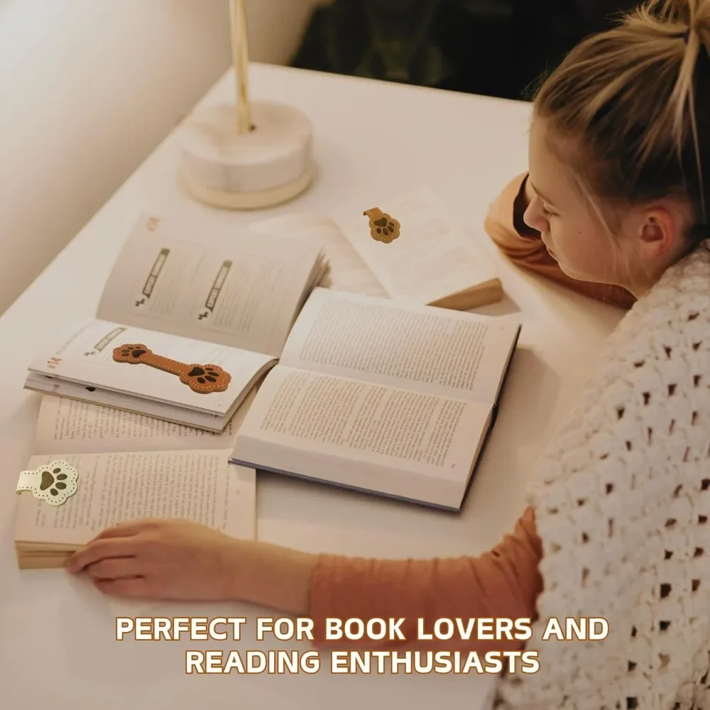Magnetic Bookmark Retro Style Cute Cat Magnetic Bookmarks Set for Book Lovers Handmade PU Faux Leather Page Clips for Students