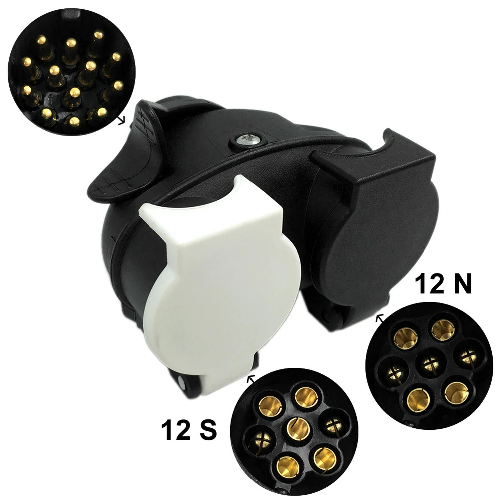 12V 13Pin to 7Pin Twin Trailer Light Board Conversion Adapter Socket Plug European Trailer Caravan Van