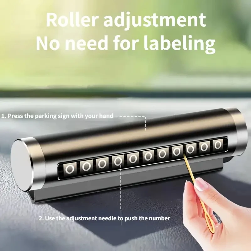 Vehicle Stop Notice Sign Temporary Telephone Number Plate with Adjustable Scrolling Numbers for Vehicle Interior Accessories