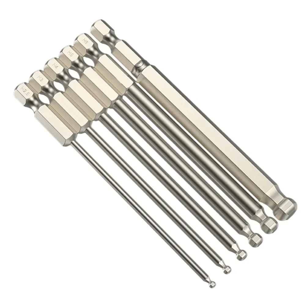 

1pc Ball End Hex Screwdriver Bit Metric Hex Bit 100mm Long Magnetic Driver Bit Alloy Steel 1/4 Inch Hex Screwdriver Bit H2.5-H8