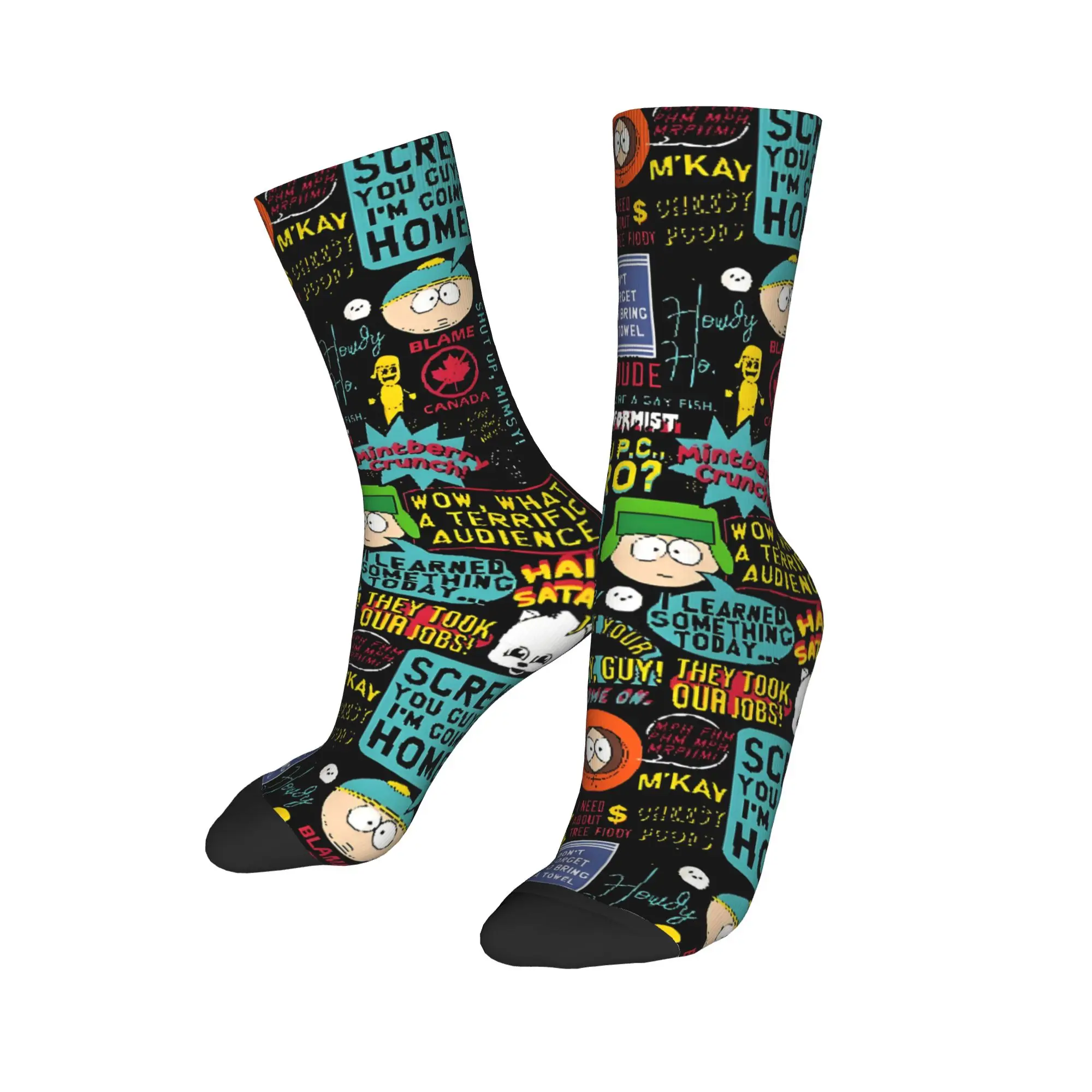 

Носки с забавным принтом цитат из South Park для мужчин и женщин, эластичные, летние, осенние, зимние, средней длины