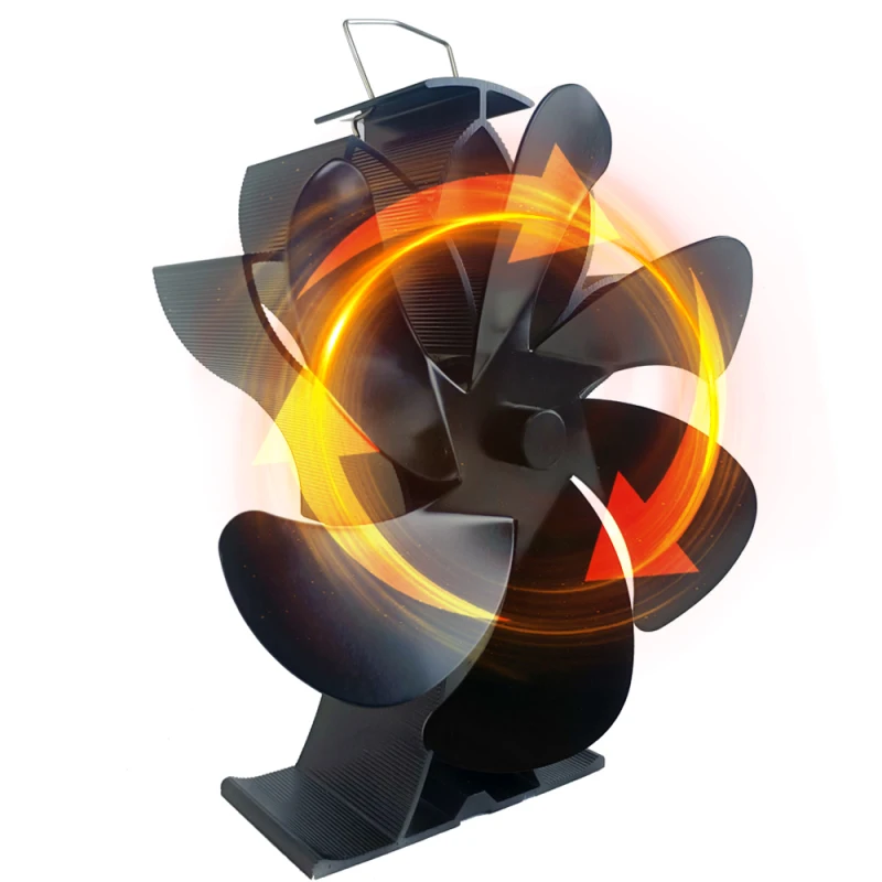 

Wood Stove Fan Heat Powered Non-Electric Lotus Shaped Silent Operation 6-Blade Fireplace Fan with Bracket for Wood Burning