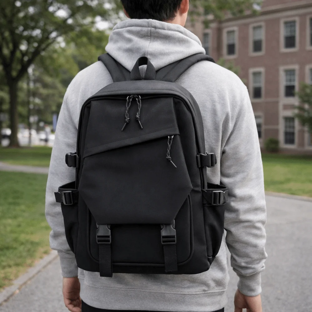 Multi-Function Nylon Backpack Adjustable Solid Color Women Shoulder Bag Korean Style Large Capacity Students Schoolbag Travel