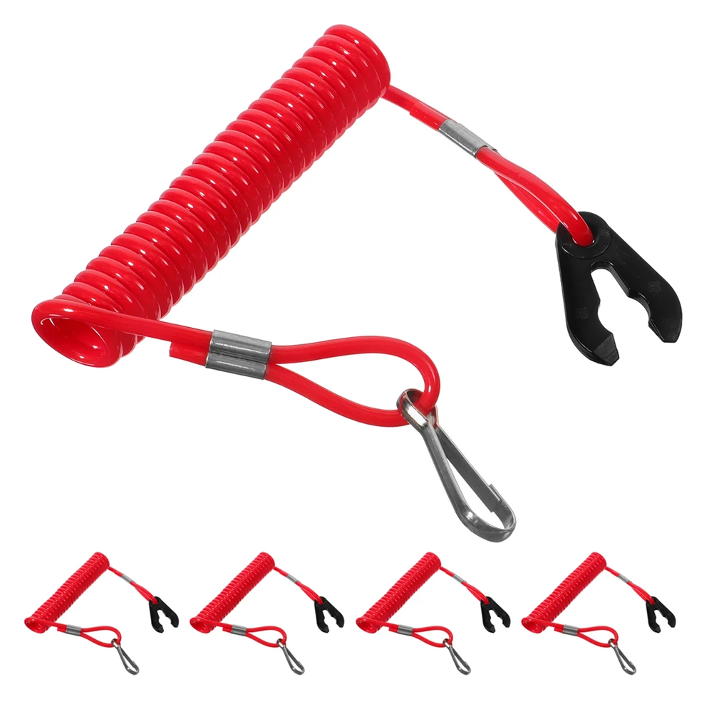 

5 PCS Extinguishing Switch Rope Boat Emergency Cord Engine Lanyard Flameout Harness Safety Metal