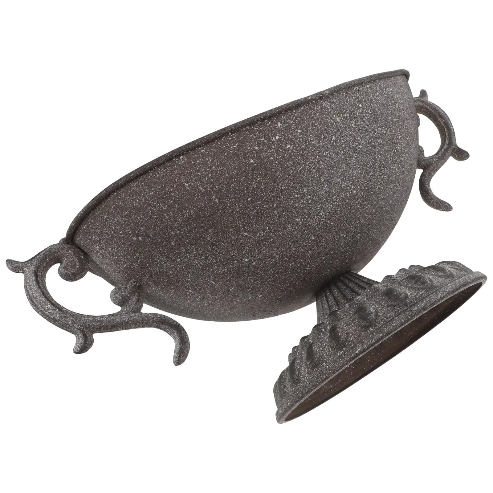 Iron Flower Urn Planter Vintage Style Distressed Finish Dual Handles Rustic Garden Home Decor Floral Pot Wedding Party Table