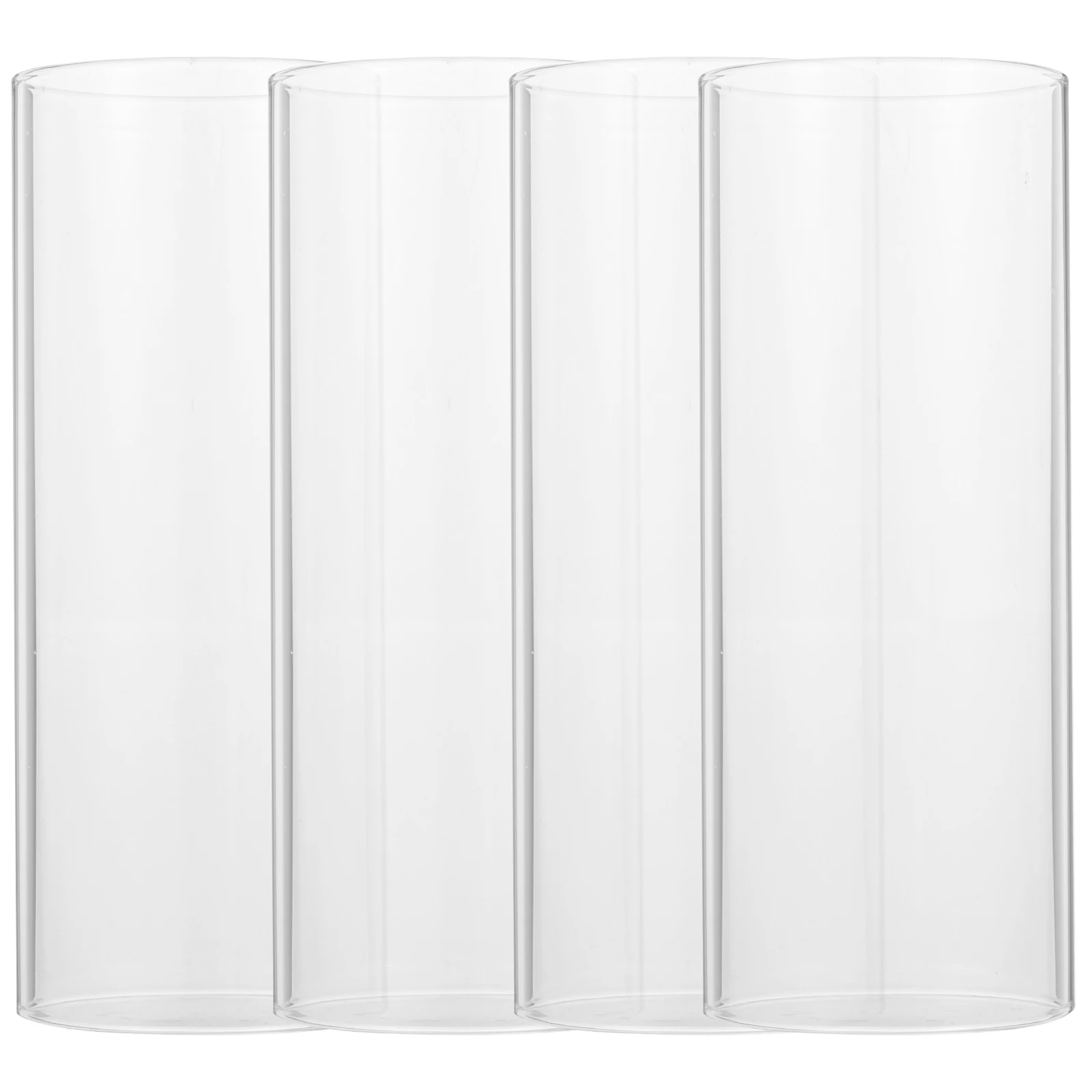 

4Pcs Glass Lamp Shades Transparent High Borosilicate Covers for Windproof Flame Protection Decorative Cylinder Craft