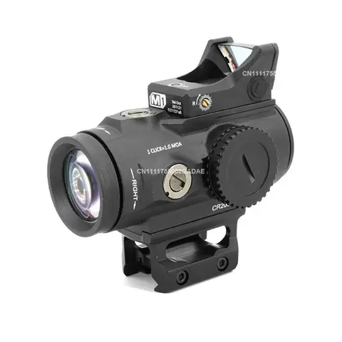 SPIT 5X/3X GEN II Prism Scope Tactical Red Dot Sight Rifle Optics Magnifier Scope with Hight&Low Picatinny Mount AR-BDC4 Reticle