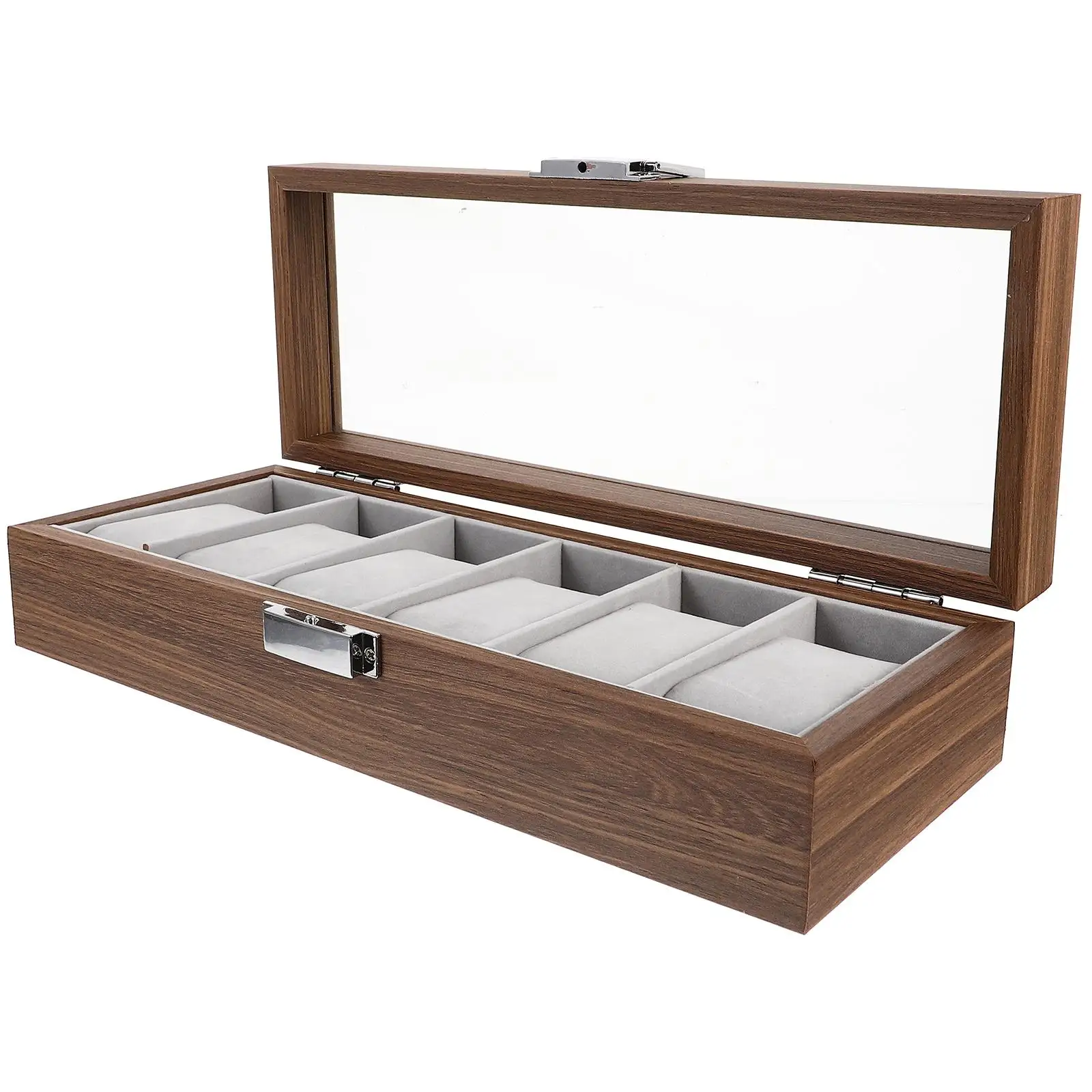 Uhr Display Box Schmuck Container Fall Lagerung Organizer Desktop Seco Grau Samt Träger Reise Smartwatch