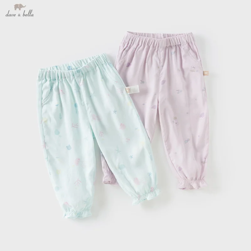 

Dave Bella, летние тонкие повседневные штаны для маленьких девочек, свободные удобные милые детские штаны с милым принтом, крутые спортивные уличные штаны DB2251728