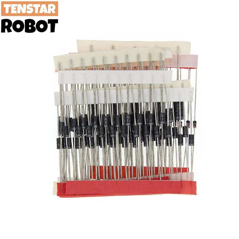 1N4148 1N4007 1N5819 1N5399 1N5408 1N5822 FR107 FR207,8values=100pcs,Electronic Components Package,Diode Assorted Kit