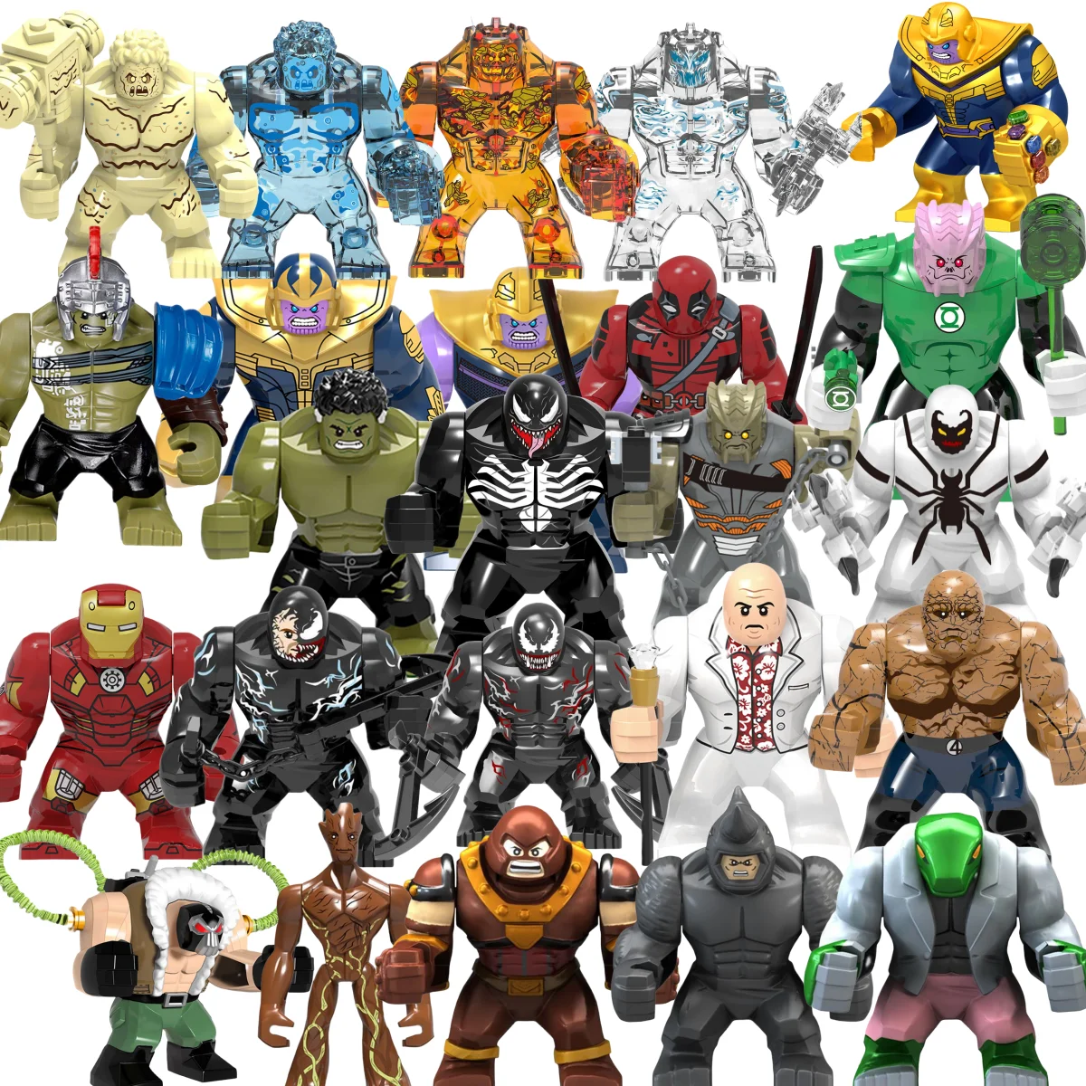 Blind box Mini Marvel Building Blocks Figures Big Goblin Spiderman Iron Man Venom Captain Hawk Deadpool Technic Armor Gift Toys