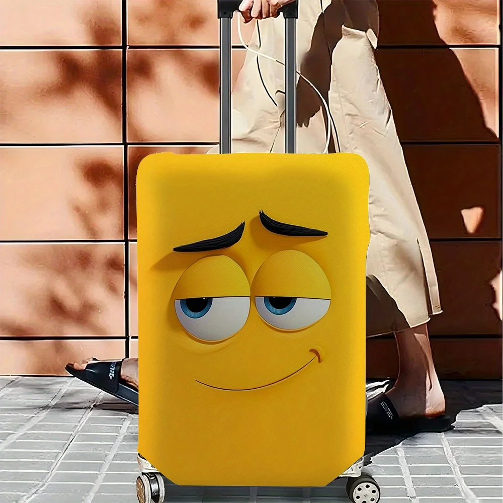 

1pc Funny Face Yellow Printed Luggage Cover, Travel Suitcase Protector, Perfect for Business Trips and Vacations