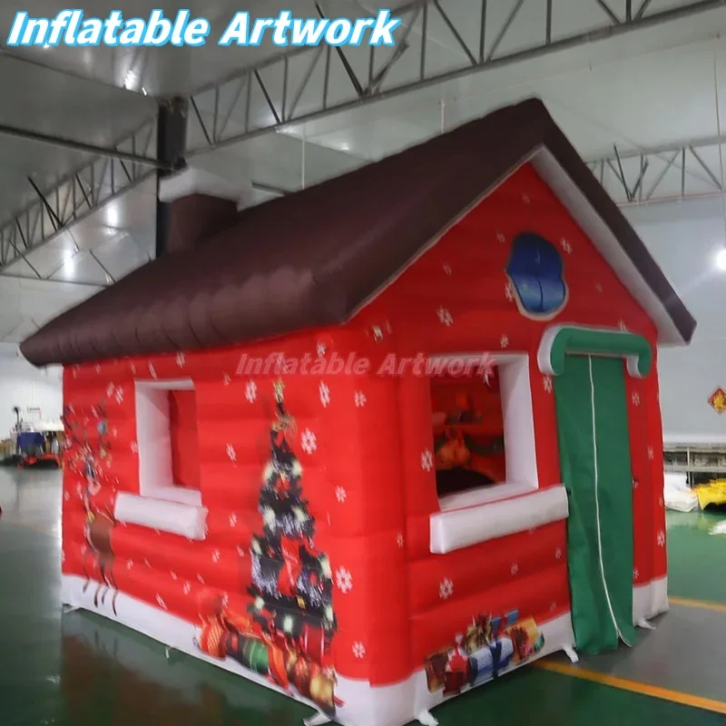 Customized Gemmy Animated Christmas Airblown Inflatable Santa's Outhouse for Air Blown Christmas Decorations Toys