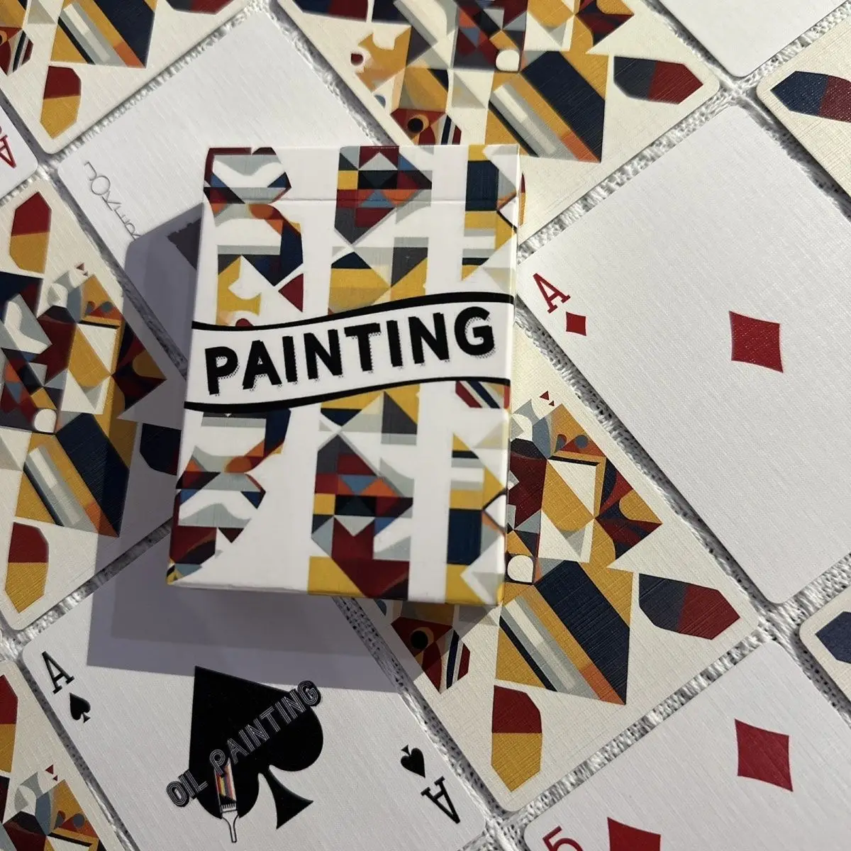Geometric Abstract Art Playing Cards, Waterproof Wear-Resistant Card Deck, Portable Recreational Poker Set for Adults, Family