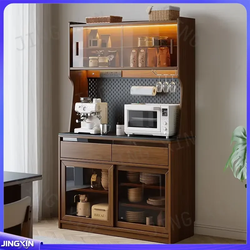Custom for Solid Wood Dining Side Cabinet Integrated Walnut Home Kitchen Storage Against the Wall Furniture Organizer Shelf