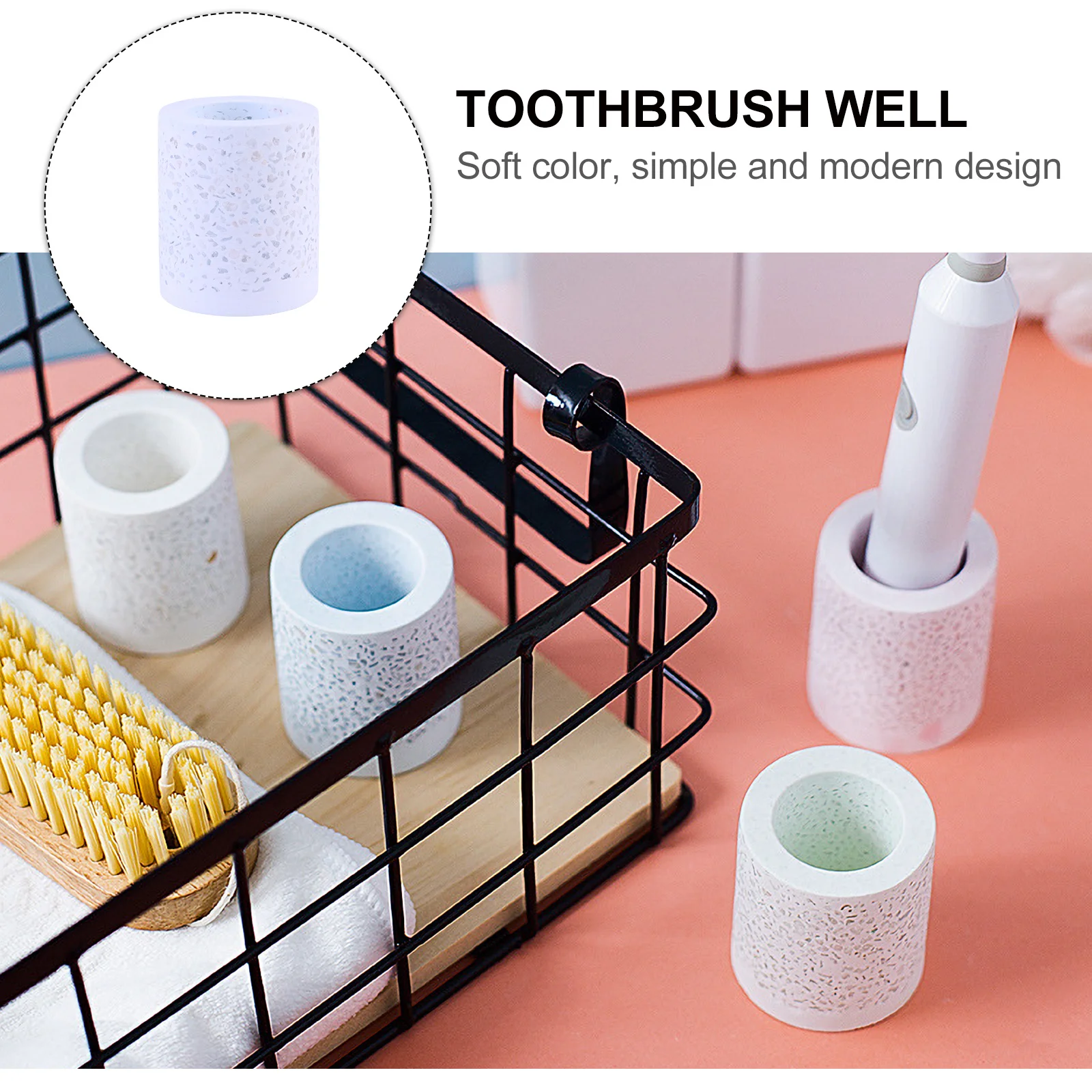 

1Pcs Silicone Base Diatom Mud Toothbrush Holder Self-Draining Ventilated Design Countertop Toothbrush Stand for Home Bathroom