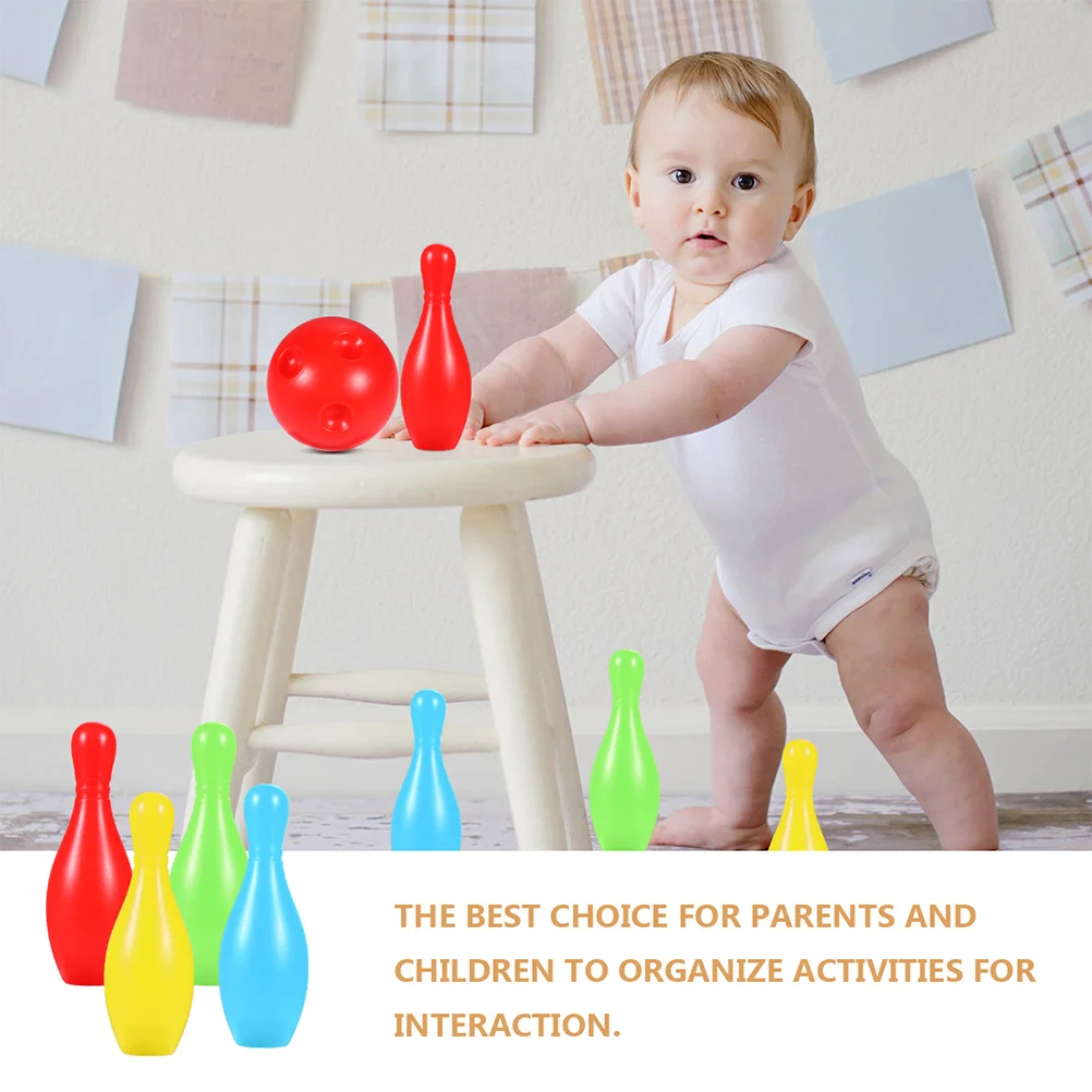 

1 Set Of Mini Wear-Resistant Plastic Bowling Set For Educational Hand-Eye Coordination Indoor Outdoor Family Fun