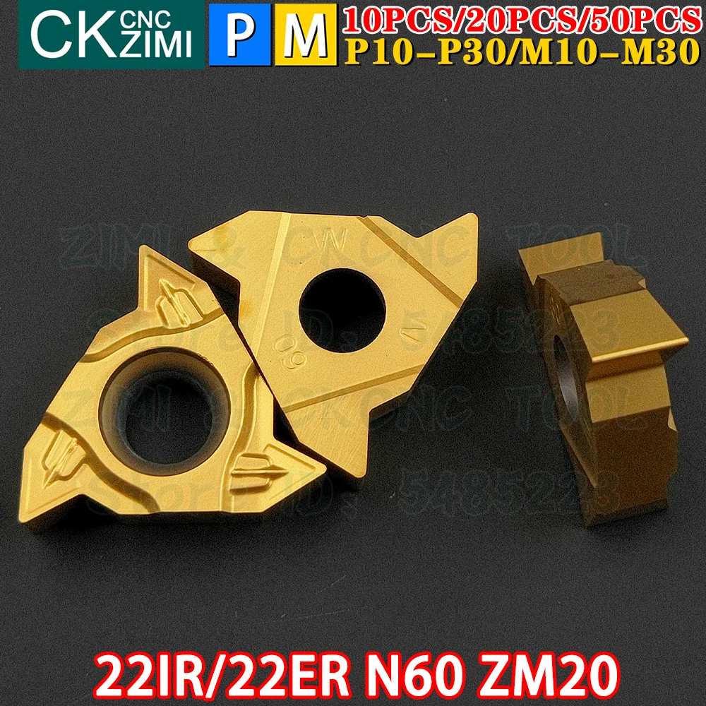 22IR N60 ZM20 22ER N60 ZM20 Carbide Inserts Internal External Thread Threaded Turning Inserts Tools CNC Metal Lathe Cutter Tools