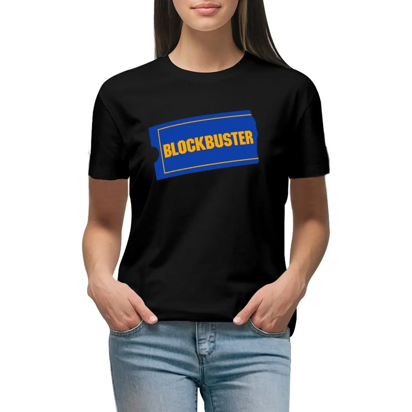 Blockbuster Retro Logo T-Shirt customs design your own cute tops Blouse summer top graphic t-shirts for Women